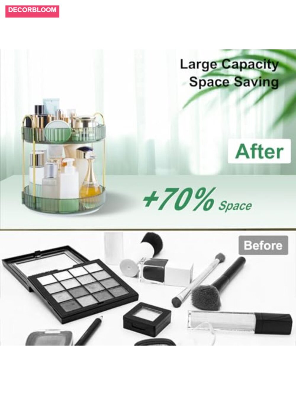 360ยฐ Rotating Makeup Organizer 2 Tier Cosmetic Holder - Picture 5 of 6